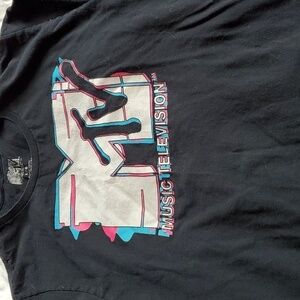 MTV - Music television Vintage Black Shirt W/ MTV Logo Sz.Large